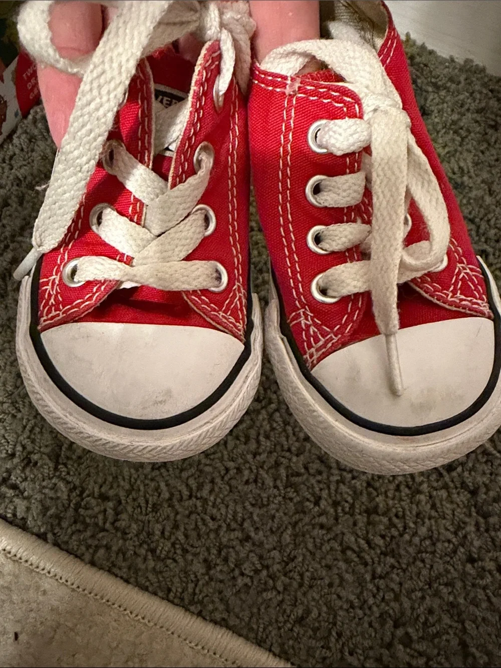 Converse Kids Red Canvas Low-Top Sneakers with White Laces